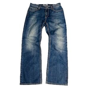 Reclaim Jeans Mens 34x32 Regular Straight Blue Denim Faded Rodeo Country